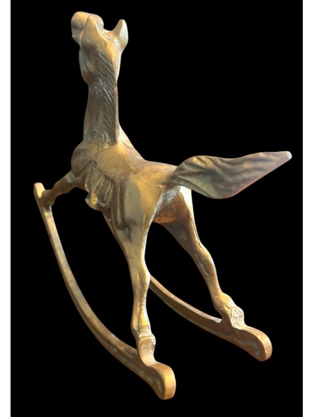 Vtg Solid Brass Rocking Horse Figurine Decorative Collectible 6" Mid-Century - Picture 5 of 6